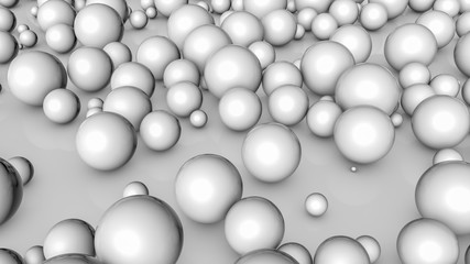 many gray three-dimensional spheres. 3d rendering