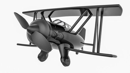 black plastic toy plane on a white background. 3d rendering © toomler