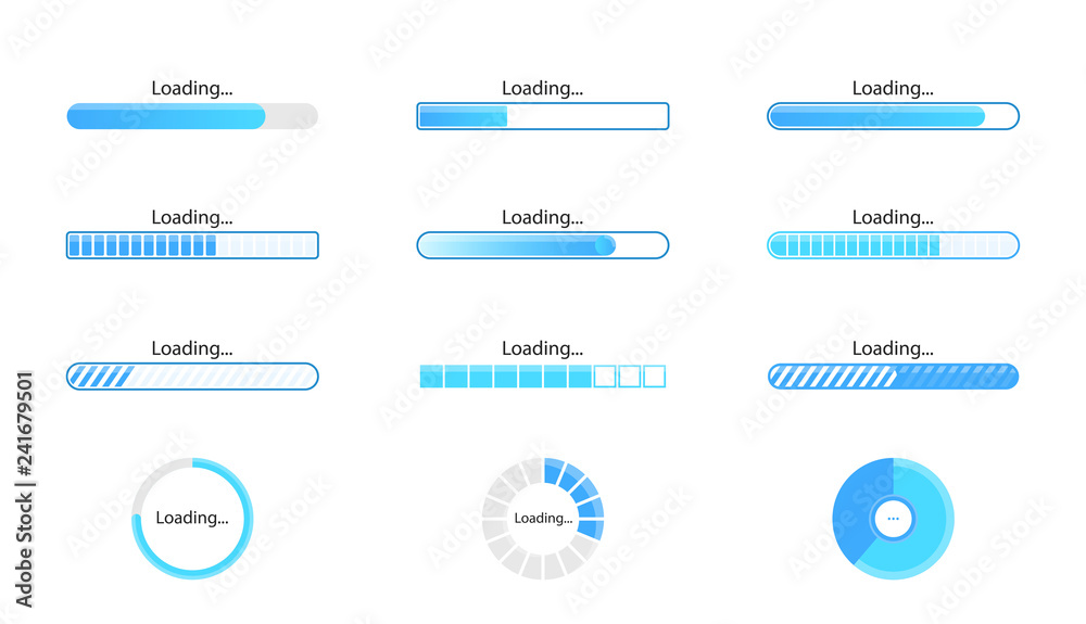 Wall mural loading icon set isolated on white background. progress bar collection. colorful icons for interface