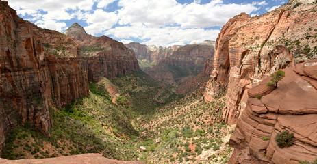 Bridge Mountain,  the Sentinel, Zion canyon and swithcbacks on Zion - Mount Carmel Highway...