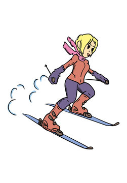 Young woman skiing