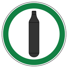 srg520 SignRoundGreen - german - ez520 ErlaubnisZeichen - CO2 Kohlensäurekapseln (Sodakapseln, Bierkapseln, Luftdruckwaffen) erlaubt - english - approved - soda capsules - green xxl g6994
