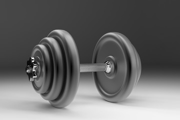 Obraz na płótnie Canvas 3D rendering image of a dumbbell for sports. Bodybuilding equipment