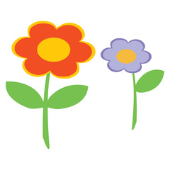 Vector illustration of two simple flowers on white background