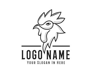 Head rooster, head chicken drawing line art logo design inspiration