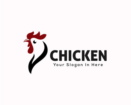 Simple head chicken, rooster logo design inspiration