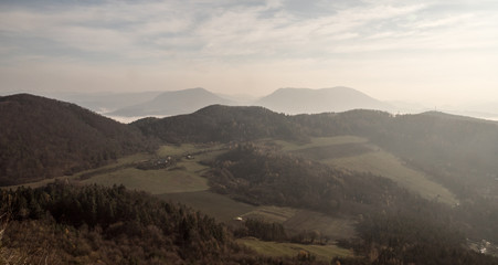 view from Klapy hill in autumn Javorniky mountains in Slovakia