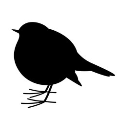 robin bird , vector illustration , black silhouette, profile