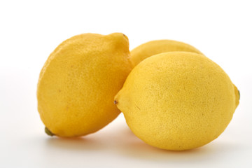 Three Lemons isolated on white Background