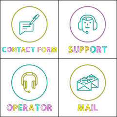 Contact info filling form set vector illustration