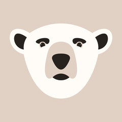 head polar bear, vector illustration, flat style, front 