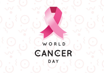 pink ribbon world cancer day vector