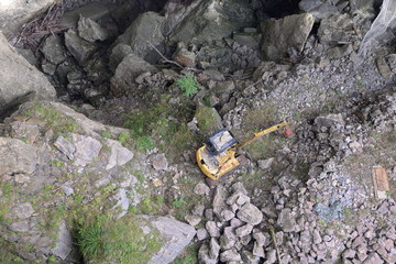 Bagger in der Rappenlochschlucht
