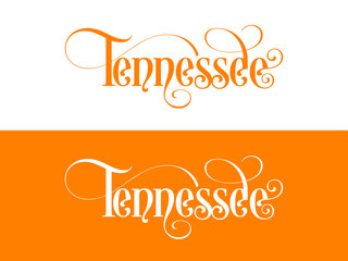 Typography of The USA Tennessee States Handwritten Illustration on Official U.S. State Colors. Modern Calligraphy Element for your design. Lettering for t-shirts, bags, posters, invitations, cards etc