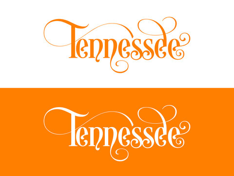 Typography of The USA Tennessee States Handwritten Illustration on Official U.S. State Colors. Modern Calligraphy Element for your design. Lettering for t-shirts, bags, posters, invitations, cards etc