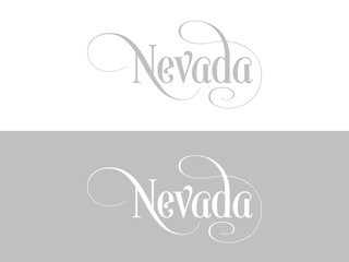 Typography of The USA Nevada States Handwritten Illustration on Official U.S. State Colors. Modern Calligraphy Element for your design. Simple vector lettering for t-shirts, invitations, cards etc.