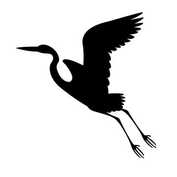 recommend clip art:  heron flying , vector illustration ,  black silhouette, profile 