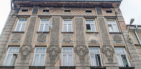 Fototapeta na wymiar Facade of an Old Art Nouveau Building