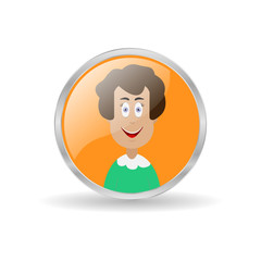 girl icon on the orange circle. glass button