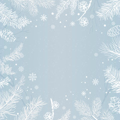 Fototapeta na wymiar Blue background with winter decoration vector