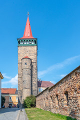 Fototapeta premium Valdice Gate, or Valdicka brana, and historical town fortification in Jicin, Czech Republic.