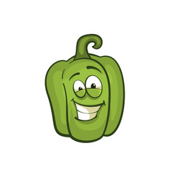 Green paprika. Cartoon character. Isolated vector illustration.