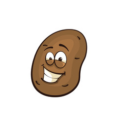Unpeeled potatoes. Cartoon character. Isolated vector illustration.