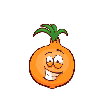 Onion icon. Cartoon character. Isolated vector illustration.