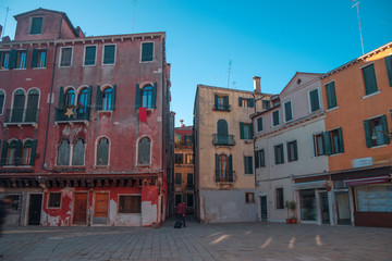 Vintage pink houses in Venice