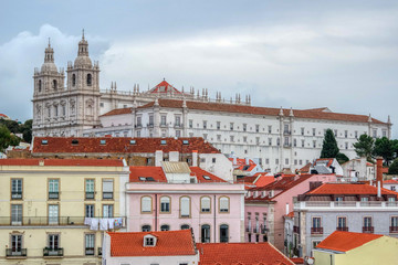 Fototapeta na wymiar Cityscape at the Alfama District in Lisbon, Portugal