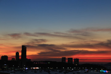 Siluette Pattaya Beach Chon Buri after sunset