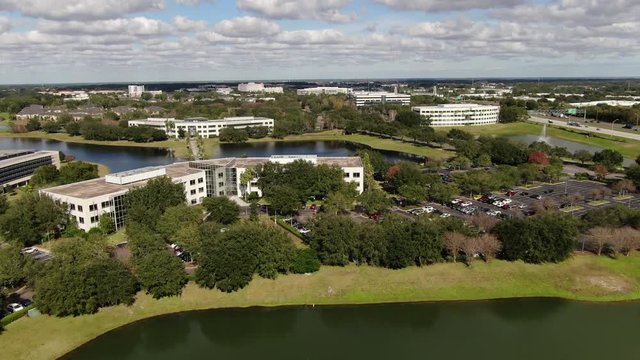 Aerial of Office Buildings and Landmarks in Heathrow, Florida