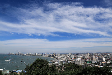 Fototapeta na wymiar Pattaya beach and city top view, Chonburi, Thailand.