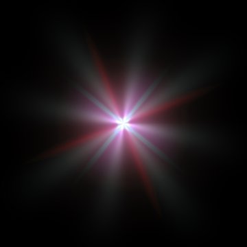 Isolated sparkling light glow on black background