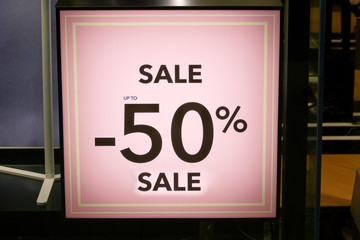 Shop Window With Sale Sign at shopping mall