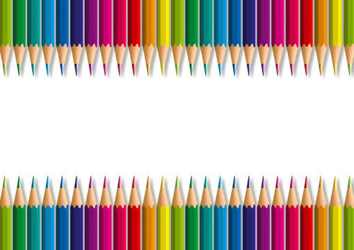 Concept de fond décoratif pour une présentation, avec des crayons de différentes couleurs, rangés côte à côte, pour former un dégradé de couleurs