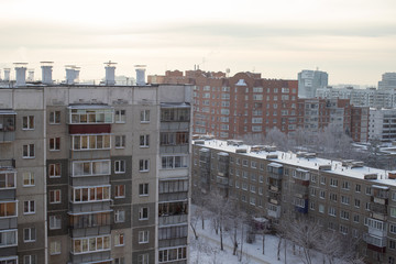 View of the Chelyabinsk city from a height. Typical russian city.