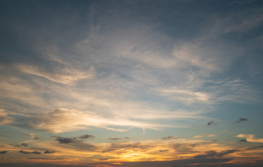 Abstract Colorful sky with sunset view in the evening or sunrise and clouds background in the morning in nature concept.