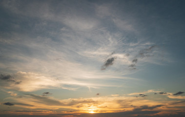 Abstract Colorful sky with sunset view in the evening or sunrise and clouds background in the morning in nature concept.