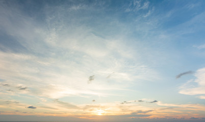 Abstract Colorful sky with sunset view in the evening or sunrise and clouds background in the morning in nature concept.
