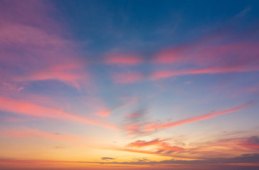 Abstract Colorful sky with sunset view in the evening or sunrise and clouds background in the morning in nature concept.