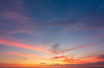 Obraz premium Abstract Colorful sky with sunset view in the evening or sunrise and clouds background in the morning in nature concept.