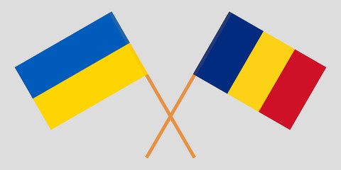 Romania and Ukraine. The Romanian and Ukrainian flags. Official proportion. Correct colors. Vector