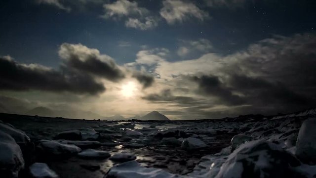 Clouds and moon timelapse, Arctic