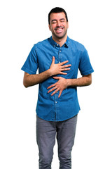 Handsome man with blue shirt laughing