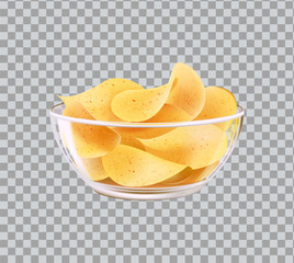 Chips in Glass Bowl Snack to Beer Fast Food Meal