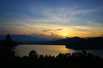 Historical Ceyhan bridge and Menzelet dam at Kahramanmaras                             