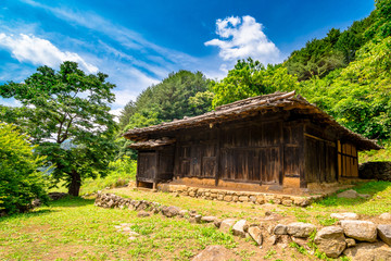 Fototapeta na wymiar Neowajip and folk art objects in Samchoek (Old House made of shingle roof of pine)