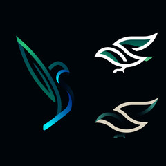set of abstract bird design elements from "S"