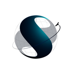 S global wire frame 3d with bird fly around